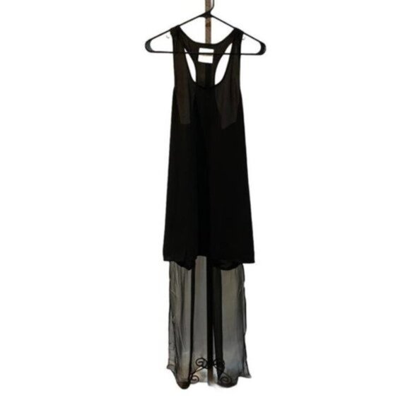REVOLVE Sheer Tail Dress Line & Dot Black L silk - Picture 5 of 9